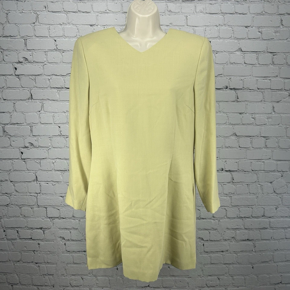 Vestido Linda Allard Ellen Tracy Verde Amarillo Lana Manga Larga Cambio Corea Talla 12 Foto 1 de 4