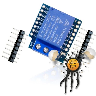 WeMos D1 1 Kanal Relais Controller Modul mit Pins Shield Erweiterungen ESP8266 - Bild 1 von 2