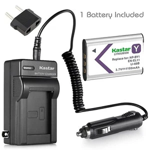 NP-BY1 EN-EL11 LI-60B Battery & Travel Charger for Nikon Coolpix S550 560 - Picture 1 of 5