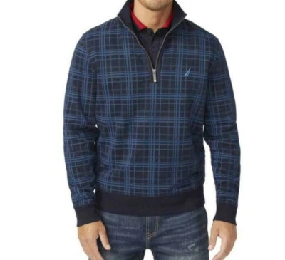 Sudadera pulóver a cuadros de lana con cremallera en cuarto de cuarto de Nautica para hombre $79 Foto 1 de 4