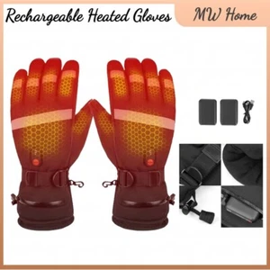 Rechargeable Heated Gloves USB Motorcycle Riding Skiing Warm Thermal Waterproof - Bild 1 von 17