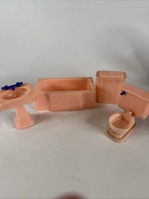 Juego de baño vintage RENWAL rosa imperfecto juego de 4 Foto 1 de 4