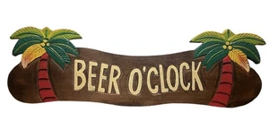 TIKI BAR SIGN WITH PALM TREES & HANGING WALL ART DECOR TROPICAL BEERS - Picture 1 of 5