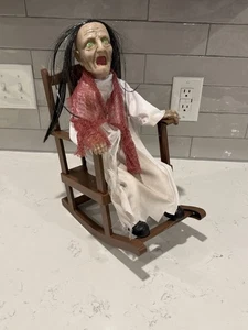 Animated Talking Battery-Operated Halloween Witch in Rocking Chair Big Action! - Picture 1 of 2