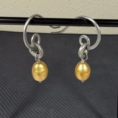Silpada W1431纯银和铜珍珠吊坠耳环带盒 — 第 1/4 张图片