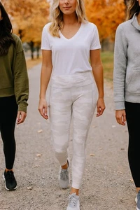 Leggings mimetici Athleta bianchi e grigi aderenti cropped tasche attive donna grandi - Foto 1 di 13