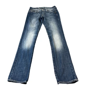 G Star Womens Jeans Low Rise Straight 28 32 UK10 Mid Wash Blue Whisker Y2K Reese - Picture 1 of 12
