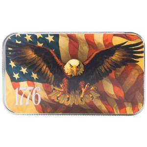 1 oz 1776 Bald Eagle - American Eagle Colorized .999 Silver Bullion Bar #A659 - Picture 1 of 4