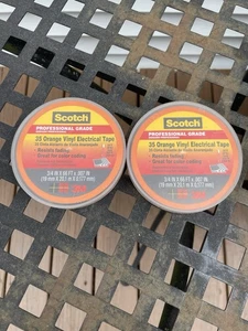 2- Rolls of Scotch Professional Grade 35 Orange Vinyl Electrical Tape - Picture 1 of 5