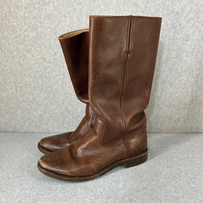 FRYE Made in Mexico 80s 90s Riding Campus Boots Brown Leather Womens Size 8 B - Image 1 of 4
