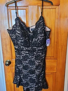 Morgan & Co Black Nude Line Embellished Dress Spaghetti Straps Size 22W NWT - Picture 1 of 18