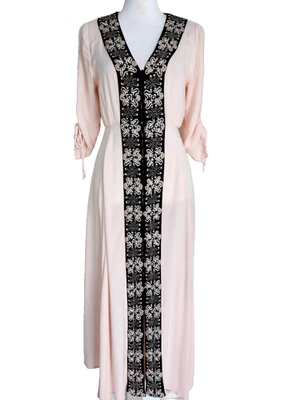 Free People 3/4 Sleeve Embroidered Front Button Down Women's Dress Size 6 Pink - Image 1 of 4