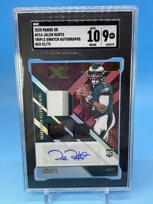 2020 Panini XR ~ JALEN HURTS ~ Triple Patch RC Auto #'d /75 ~ SGC 10/9 🔥 - Image 1 of 4