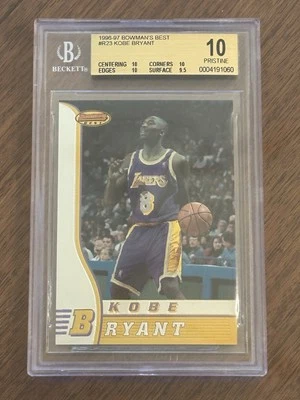 1996-97 Bowman's Best Kobe Bryant Rookie RC BGS 10 Pristine Pop 14 Lakers - Image 1 of 2