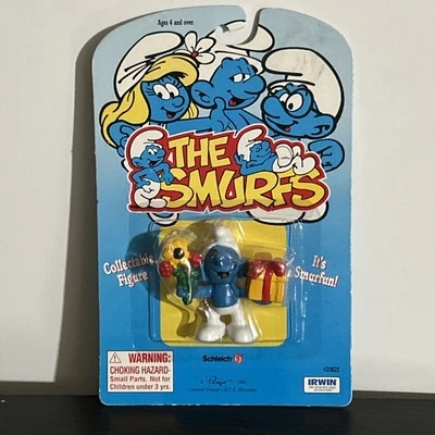 The Smurfs Jokey Smurf with Flowers Figure #20825 Schleich Irwin Peyo 1995 NEW - Image 1 of 4