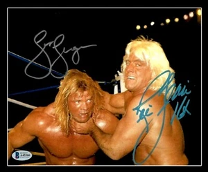 WWE RIC FLAIR AND LEX LUGER HAND SIGNED 8X10 PHOTO WITH BECKETT BAS LOA RARE 1 - Picture 1 of 3