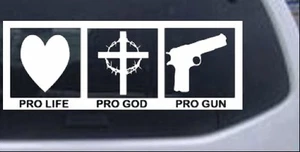 Calcomanía Pro Life Pro God Pro Pistola Coche o Camión Ventana Laptop Pegatina Blanca 8X2.9 - Imagen 1 de 1