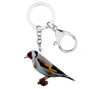 Acrylic European Goldfinch Bird Keychains Purse Key Ring Animals Charms Jewelry - Picture 1 of 5