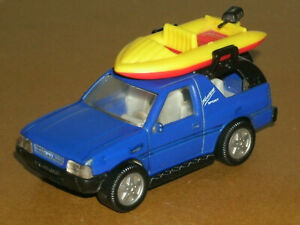 1/55 Scale 1990's Opel Frontera Sport Diecast SUV w/ Raft - Siku 1027 1354 Blue
