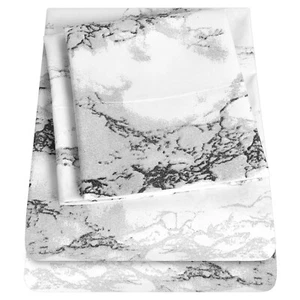 Sweet Home Collection Luxury Marble Print Sheet Set - Picture 1 of 10