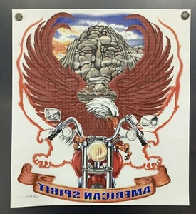 Vintage Iron-On Heat Transfer "American Spirit" Eagle Motorcycle Biker MC Harley - Picture 1 of 4