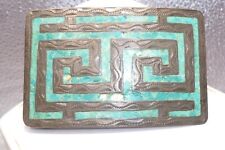 Mexico Sterling Silver Turquoise Inlay Belt Buckle RSS Pegasus Vintage