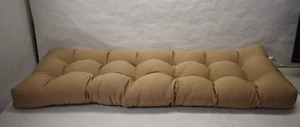 Blazing Needles Solid Outdoor Tufted Chair Cushion Light Brown 56" x 19" - Picture 1 of 5