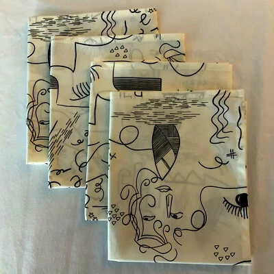 NEW Handmade 100% COTTON DINNER NAPKINS SET of 4 Size 20" X 17" Cubism Art Deco - Image 1 of 4
