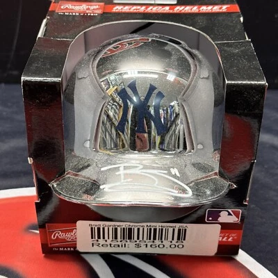 Brett Gardner Signed New York Yankees Mini Chrome Silver Helmet Autographed JSA - Image 1 of 3