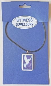 Ceramic Dove/Shalom Pendant on Black Cord - EB6681 - Picture 1 of 2