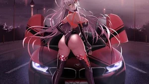 Anime girls gir  azur lane car stockings horns yellow Playmat Gaming Mat Desk - Picture 1 of 1