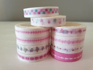 Washi Tape "PINK" 8mm 10 Rolls 3M Craft Journal Diary Masking Adhesive Slim Bujo - Picture 1 of 2