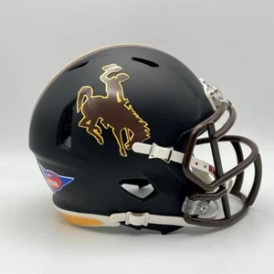 Wyoming Cowboys CUSTOM Matte Black Mini Football Helmet - Picture 1 of 3