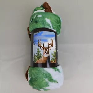 60 x 50 Outdoor Wildlife Hunting Soft Plush Fleece Throw Blanket Deer Buck #C182 - Picture 1 of 4