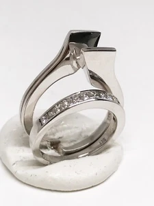 14K White Gold Semi Mount Diamond Engagement Ring Set, Dia 0.56 CT - Picture 1 of 8