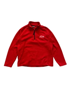 Vintage Coca Cola Fleece 1/3 Zip Jacket Red Mens size M Embroidered Logo Y2K - Picture 1 of 13