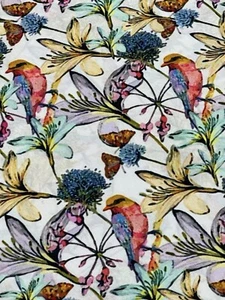 ✅Pretty Birds 2 Super Soft Crepe Fabric Dress Skirts Blouse Lining Bags Arts - Picture 1 of 4