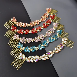 Women Crystal Rhinestone Hairpin Hair Clips Accessory Comb Acrylic Shiny - Picture 1 of 23