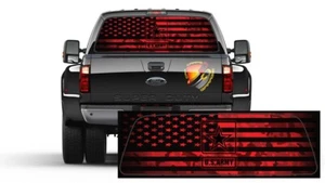 American Flag Red Camo Army Rear Window Perforated Graphic Decal Cars Trucks - Picture 1 of 4