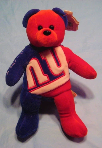 NFL Team Beans NY New York Giants 8" Plush Beanie Bear Embroidered Graphics NEW Cover