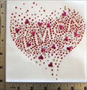8 Pcs Rhinestuds Iron On Hot Fix Pink Love Heart 5.5"x6" IR016j - Picture 1 of 1