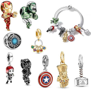 Authentic 925 Sterling Silver Marvel Iron Man Infinity Stones Hulk Pendant Charm