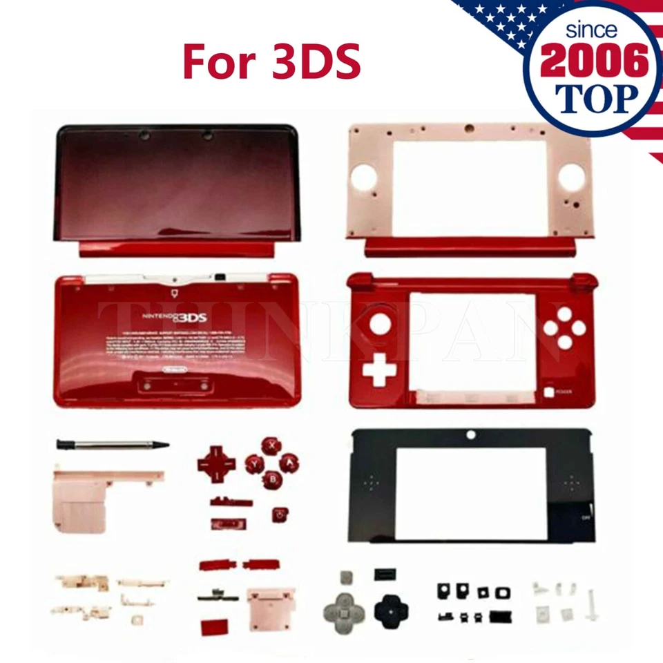 Full Housing Shell Cover Case Replacement for Nintendo 3DS System Console Red - Image 1 of 4