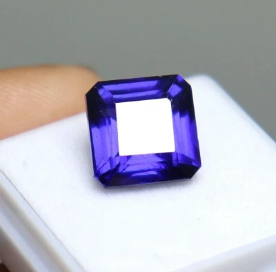 Oferta de Halloween de piedras preciosas sueltas de corte radiante certificadas de tanzanita azul de 9,10 quilates Foto 1 de 4