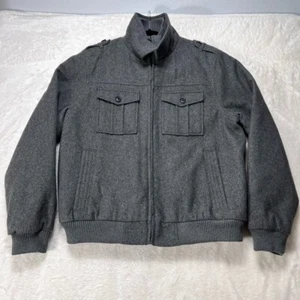 JF J. FERRAR Jacket Men's Large Grande Gray Wool Full Zip - Picture 1 of 8