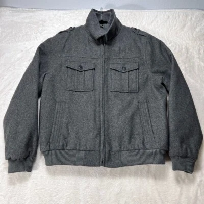 JF J. FERRAR Jacket Men's Large Grande Gray Wool Full Zip - Image 1 of 4