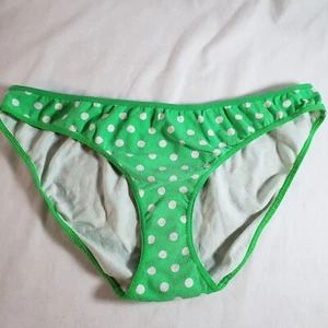 Victoria's Secret PINK Low Rise Bikini Large Green White Polka Dots Cotton - Picture 1 of 4