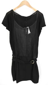 Cop Copine Smoothie Dress Women (EU) 42 Transparent Top With Belt Mini Black - Picture 1 of 7