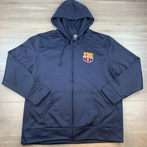 NWT FC Barcelona Futbol Club Full Zip Fleece Hooded Sweatshirt Jacket Men’s XL - Picture 1 of 21