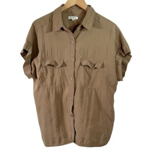 Max Studio Damen Top hellbraun Knopfleiste ärmellos Kragen Bluse Gr. M - Bild 1 von 8